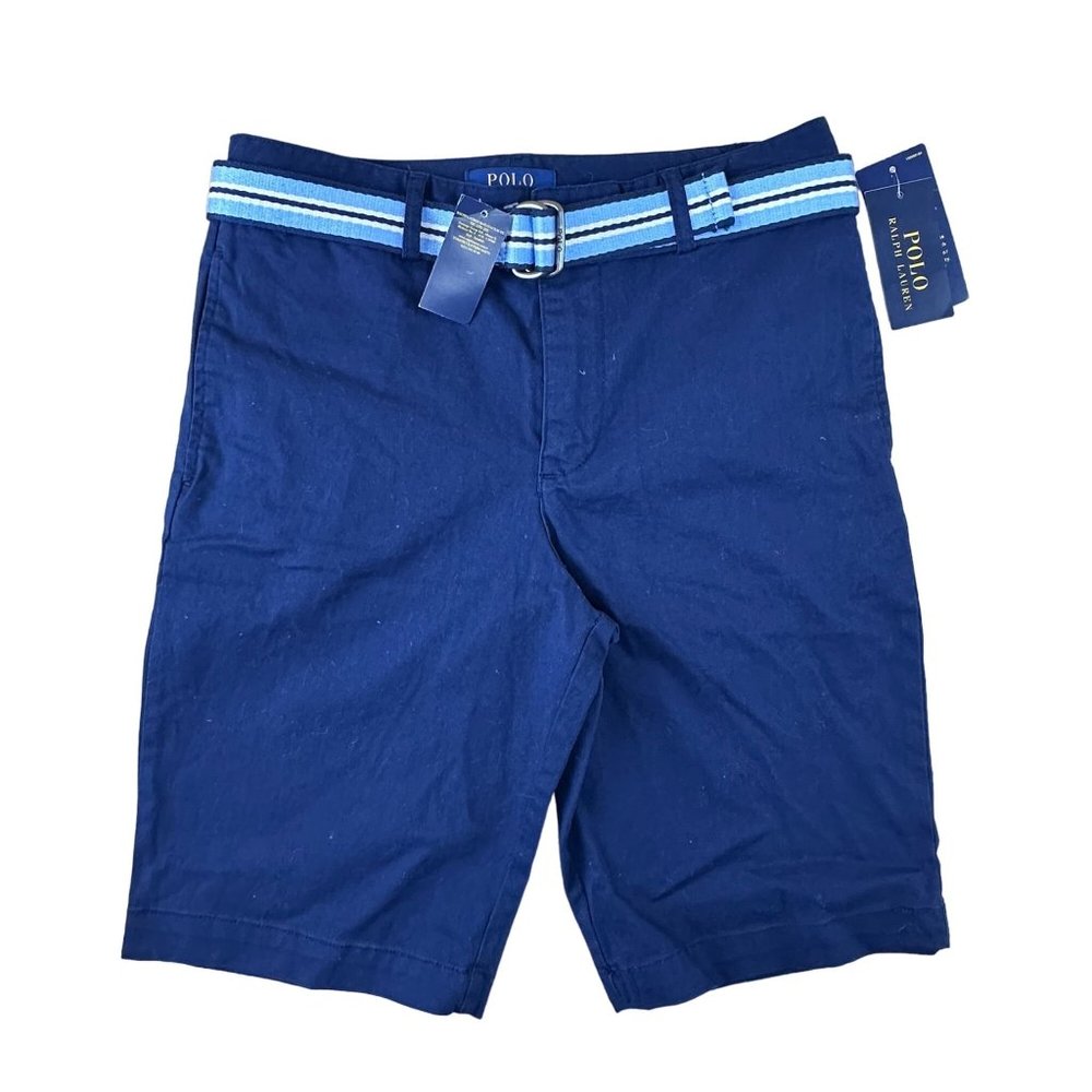 Polo Ralph Lauren Boys Belted Chino Shorts Old Royal Size 14 NWT